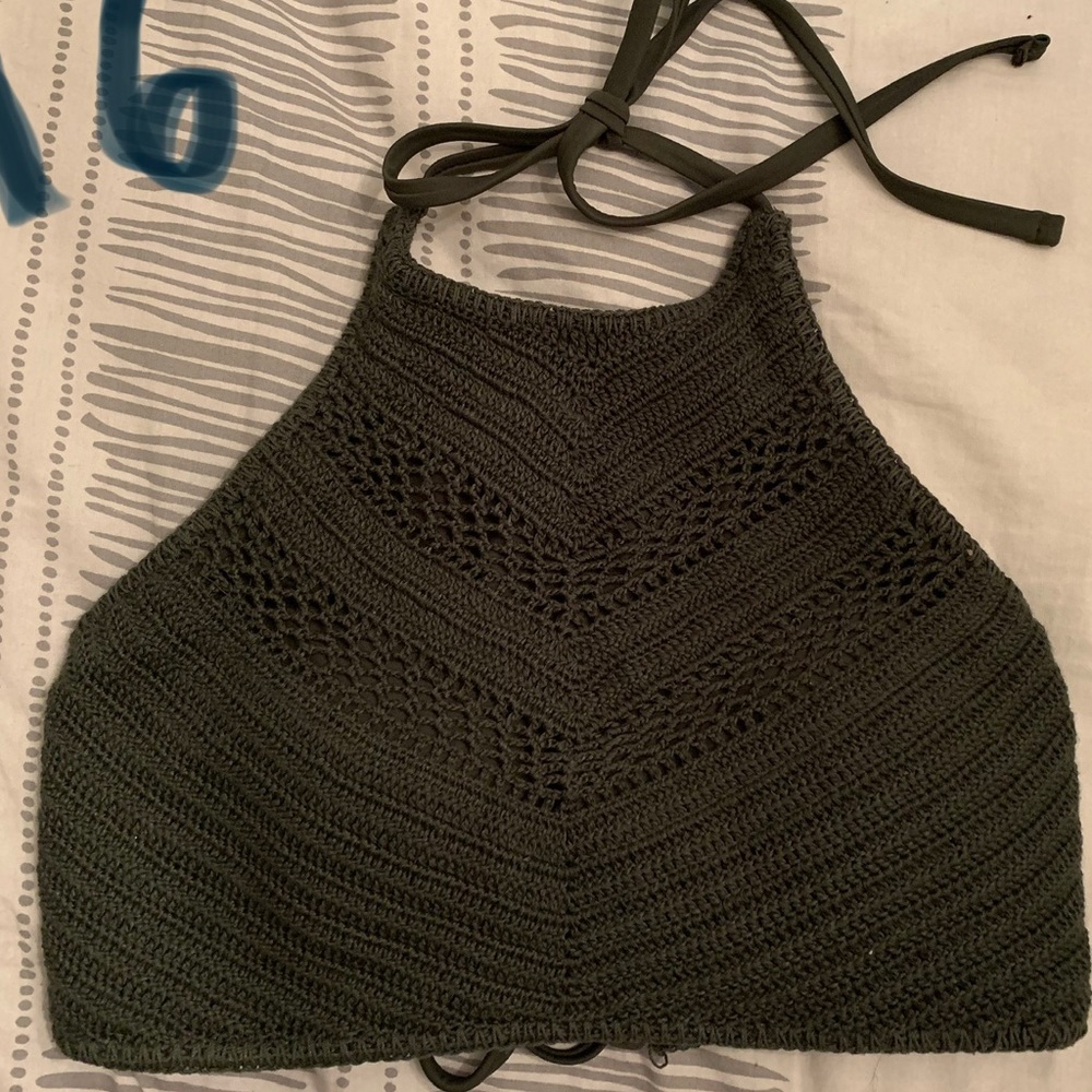 Crochet halter bikini top